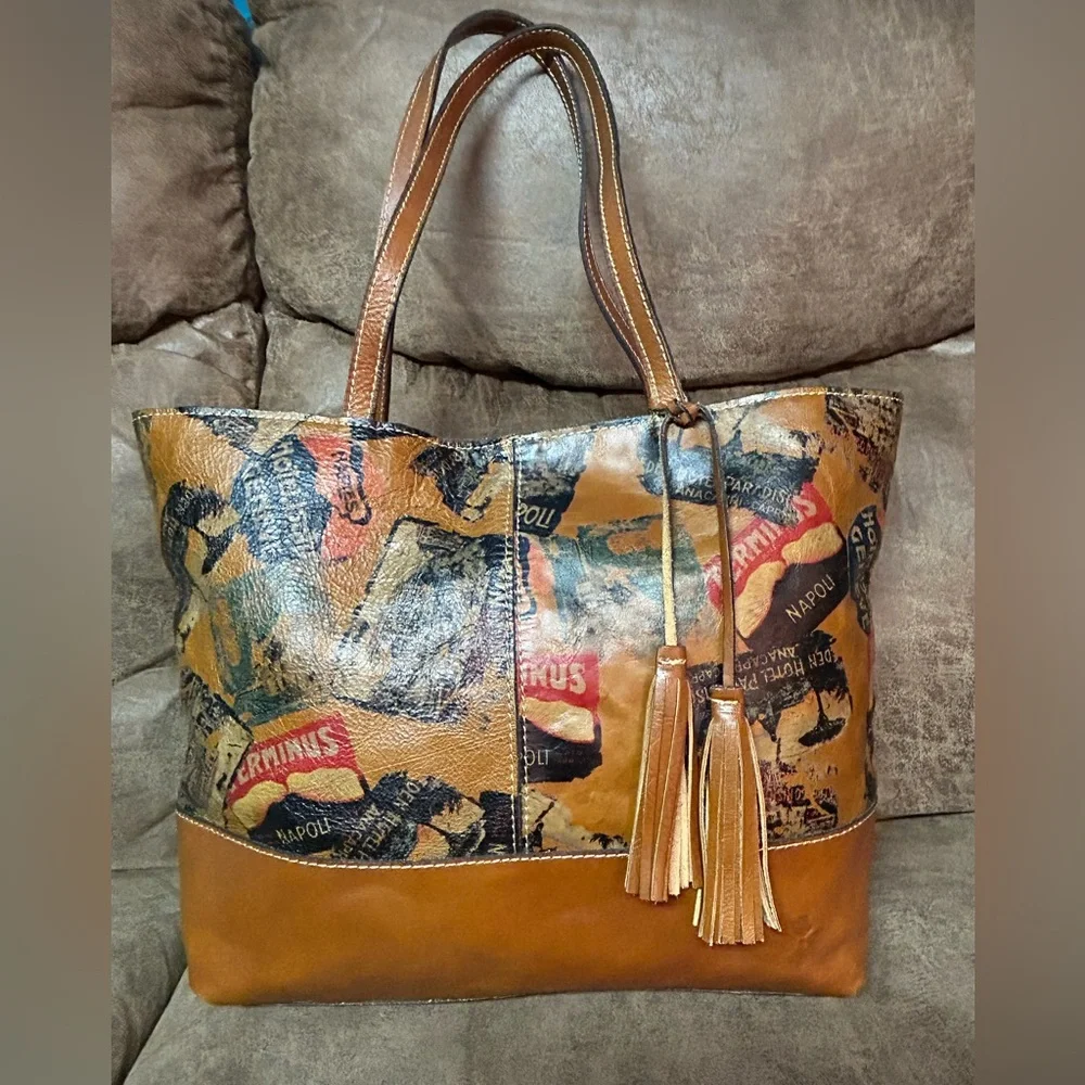 Patricia Nash Napoli Map Leather Tote